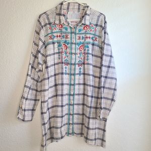 Johnny Was Plaid 3J Button Down Oversized …